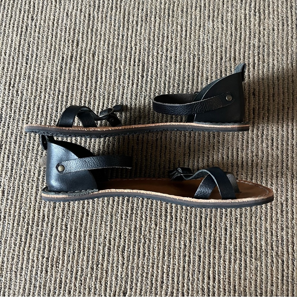 Crupon Barefoot Nomad Nero Black Leather Women’s Sandal Size 8 - Picture 6 of 11